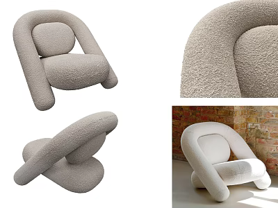 Modern Leisure Chair With Plush Fabric Curved Armrests Unique Design And Indoor Natural Light 3d model