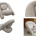 Modern Leisure Chair With Plush Fabric Curved Armrests Unique Design And Indoor Natural Light