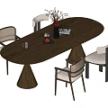 Middle-style dining tables and chairs 3d model