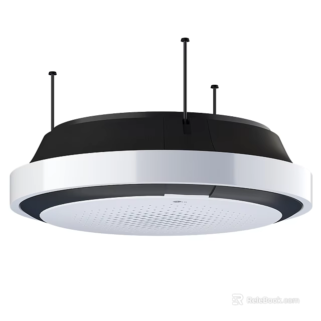 Modern Round Ceiling Mounted Air Conditioner Fan With White Black Design And Efficient Cooling 3d model 