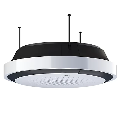 Modern Round Ceiling Mounted Air Conditioner Fan With White Black Design And Efficient Cooling 3d model
