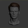 Game and Movie Character 3D Head Model With Red Hair and Closed Eyes