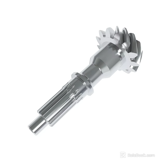 Industrial Mechanical Gear Shaft Component Featuring Precision Machined Metal Teeth And Cylindrical Structure 3d model 