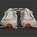 Beige And White Sneakers With White Laces And Orange Sole Casual Style
