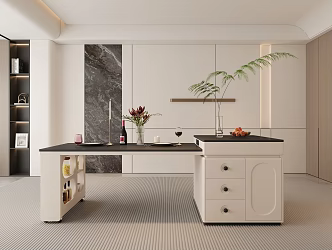 Tea Table Tea Table Stretching Telescopic Intelligent Kettle Fruit Plate Vase Tea Wine Living Room Tea Room Island Table Cream Wind Mobile Universal Wheel 3d model