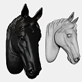 Elegant Black Horse Head Animal Wall Decor With Detailed Carving For Home Interior