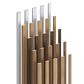 Modern Wall Design With Wooden And Metal Vertical Stripes For Interior