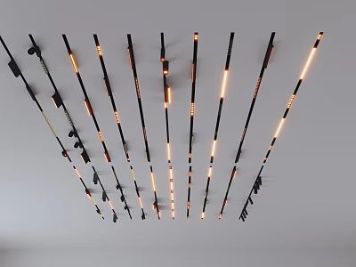 Sleek Linear Grille Lights Illuminated On Modern White Ceiling Design 3d model