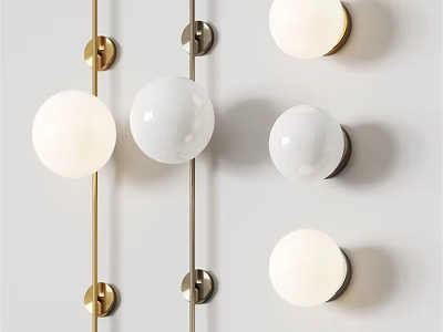 Modern Spherical Wall Lamps With Brass Silver Metal Frames On White Wall 3d model
