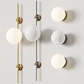 Modern Spherical Wall Lamps With Brass Silver Metal Frames On White Wall 3d model