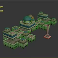 Ancient Architecture Complex With Blue Dome Traditional Roof And Symmetrical Courtyard Layout