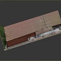 European Style Architecture Multi Story Building With Red Roof Orange Facade And Decorative Windows