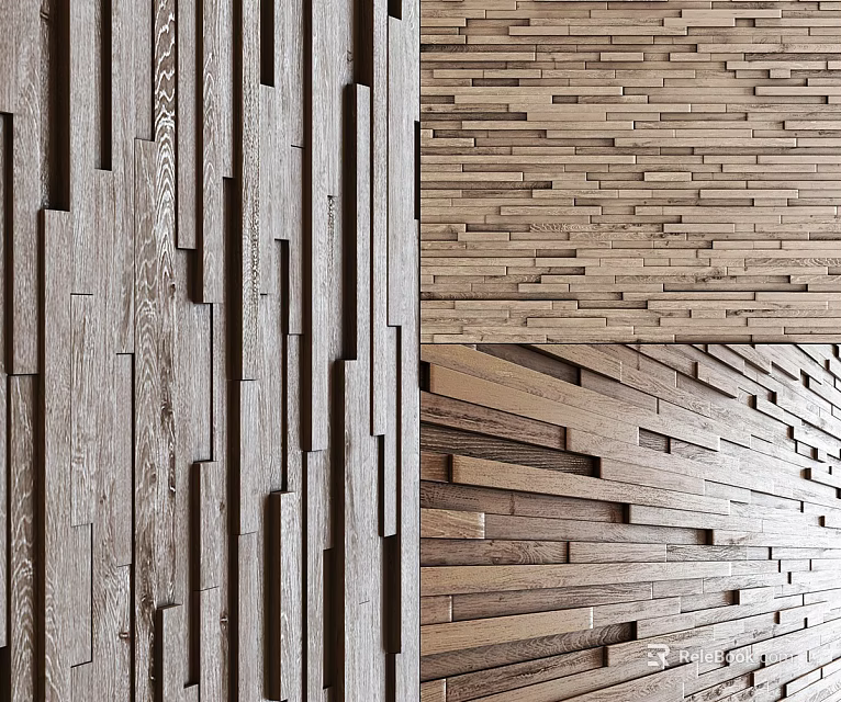 Modern Bathtub Interior With Wooden Wall Panels And Natural Texture Design 3d model 