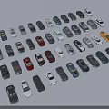 Various Colorful Cars In Different Styles Arranged For Display Formation