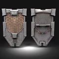 Medieval Metal Shields With Intricate Hexagonal Grid And Riveted Design Details