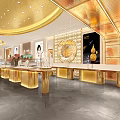 Classic Luxury Jewelry Storefront With Golden Decor Signage And Display Showcases