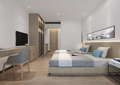 Modern Apartment Office Single Apartment Bedroom 3d model