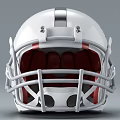 White Football Helmet Featuring Black Stripe And Cartoon Grinning Face Design