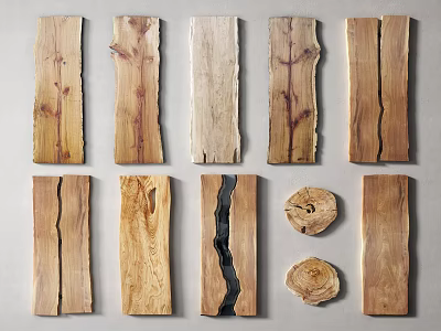 Natural Stone And Wood Decorative Slabs With Varied Textures Unique Shapes And Edges 3d model