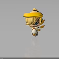 Cute Winged Cartoon Character With Yellow Hat Blonde Hair Blue Eyes And Orange White Outfit