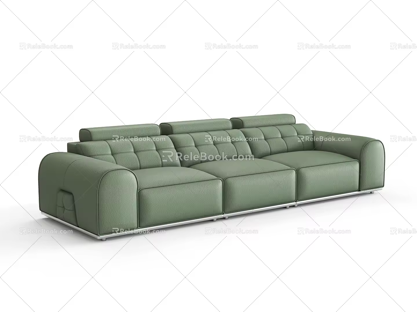 Leather three-seat sofa 3d model