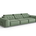 Leather three-seat sofa 3d model