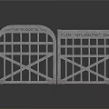 Gray Decorative Metal Gates With Cross Lattice And Arched Top Structure