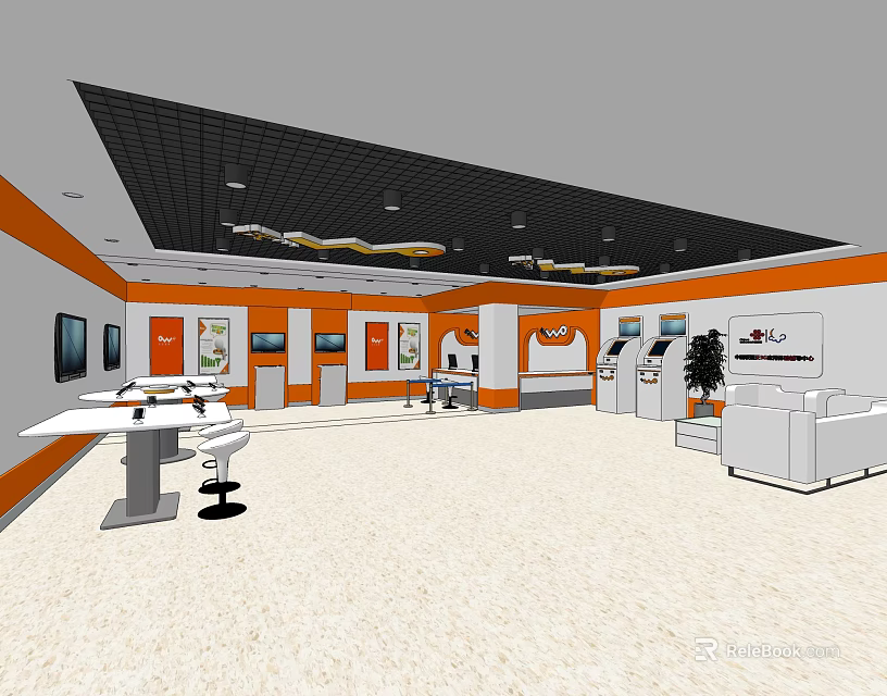 Modern Digital Store Interior Featuring Electronic Devices Display Counters And Bright Layout 3d model