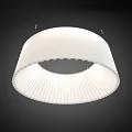 Modern White Round Pendant Light with Pleated Shade Against Black Background