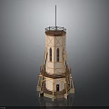 Tower Architecture Featuring Wooden Frame Multiple Levels Light Colored Walls Windows Entrance and Top Platform