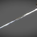 Historical Weapon Sword With Polished Steel Blade And Intricate Metallic Hilt Design