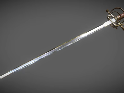 Historical Weapon Sword With Polished Steel Blade And Intricate Metallic Hilt Design 3d model