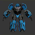 Blue And Black Robot With Glowing Blue Parts And Mechanical Structure