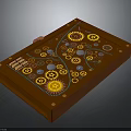 Wooden Decorative Tray With Colorful Gears Circular Patterns And Square Blocks