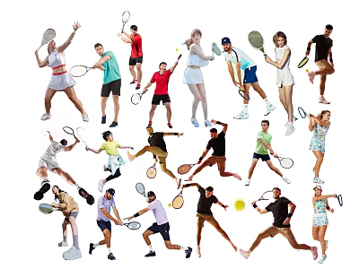Modern multiplayer sports figure tennis player badminton court figure sports park figure exercise activity person 3d model