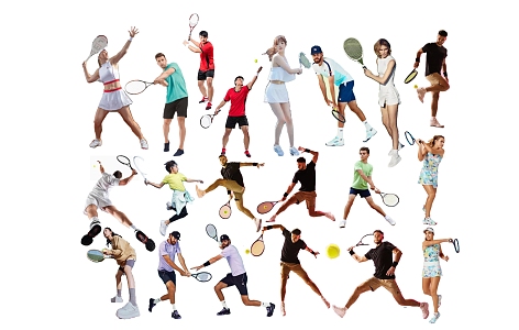 Modern multiplayer sports figure tennis player badminton court figure sports park figure exercise activity person 3d model