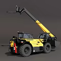 Yellow And Black Utility Vehicles With Telescopic Boom And Large Tires