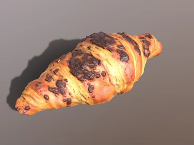 Freshly Baked Croissant With Crispy Golden Brown Surface And Dark Spots 3d model
