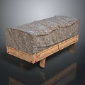 Gray Fabric Covered Storage Cart With Wooden Legs And Smooth Surface Design