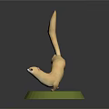 Weasel 3D Model With Long Tail Standing On Green Circular Base
