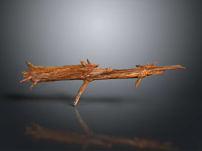 Rustic Wood Stone Decorative Branch with Natural Texture for Home Interior Decor 3d model