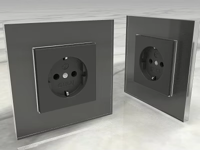 Two Modern Black Switch Panels With Sleek Square Design For Home Interior Use 3d model