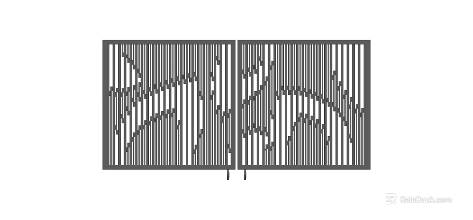 Modern Decorative Gate Design With Grille Structure And Intricate Carved Patterns 3d model 