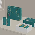 Green Tea Gift Set Decoration Ornament Combination With Gift Bag Tea Cans And Open Box