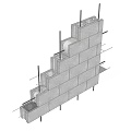 Structural Partition Wall Design With Bricks And Steel Bars In Construction 3d model