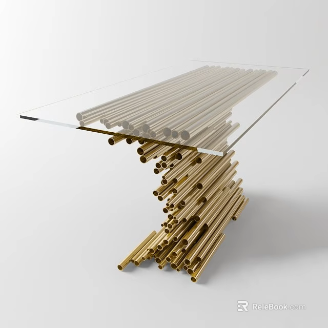 Modern Coffee Table With Glass Top And Golden Metal Legs Unique Design 3d model 