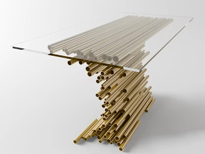 Modern Coffee Table With Glass Top And Golden Metal Legs Unique Design 3d model