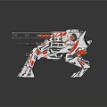 Futuristic Sci Fi Mechanical Creature With Four Legs Twin Cannons And Red Accents