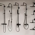 Various Design Shower Heads Wall Mounted Display With Modern Styles And Different Features 3d model
