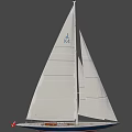 Elegant Wooden Sailing Boat With White Sails Wooden Deck And Cabin